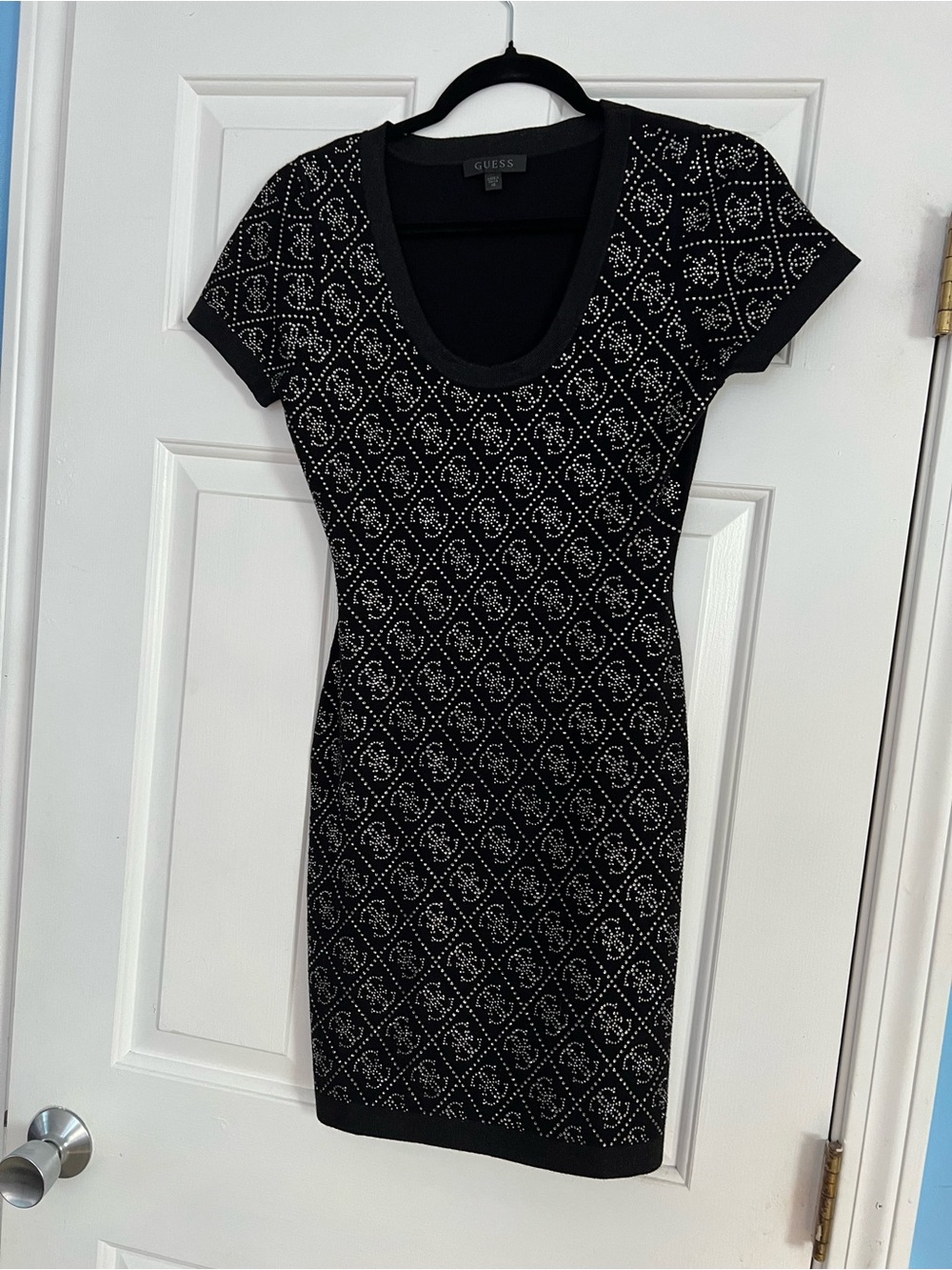 GUESS Black Mini Dress with Silver Stud Pattern